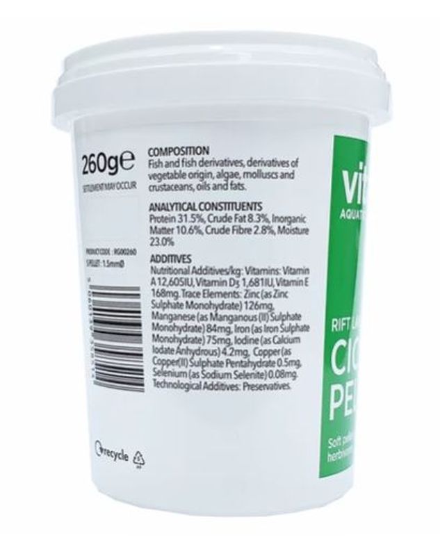 Vitalis Cichlid Herbivore Pellets 1.5mm - 260g