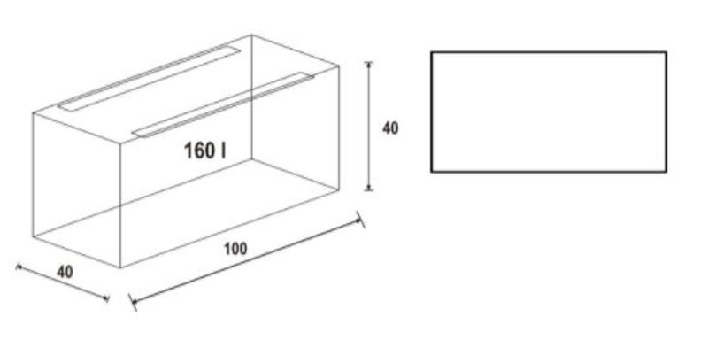 Helglass Akvarie 100x40x40, 160 l